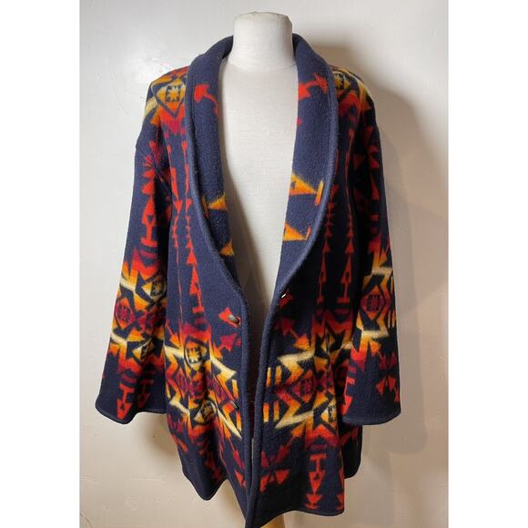 Vintage Volup Pendleton Aztec Blanket Coat W Indian Head Buttons XXL - Picture 2 of 11